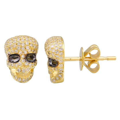 Round Diamond Skull Earrings