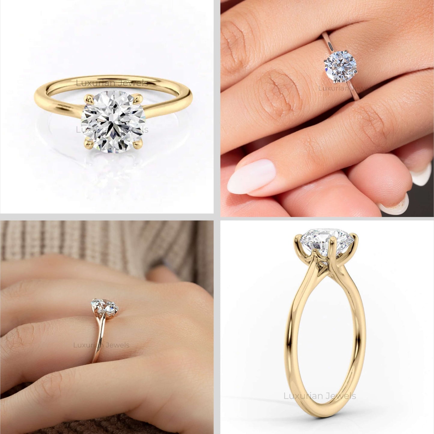 Round Diamond Thin Engagement Ring