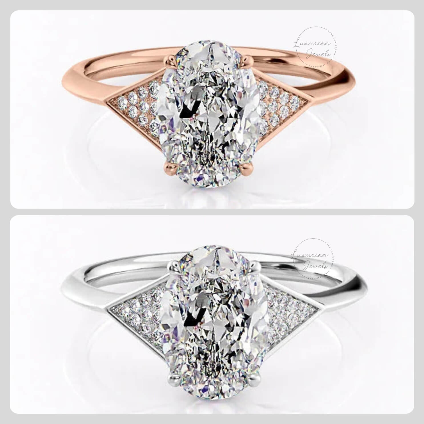 Round Diamond Triangle Shape Ring