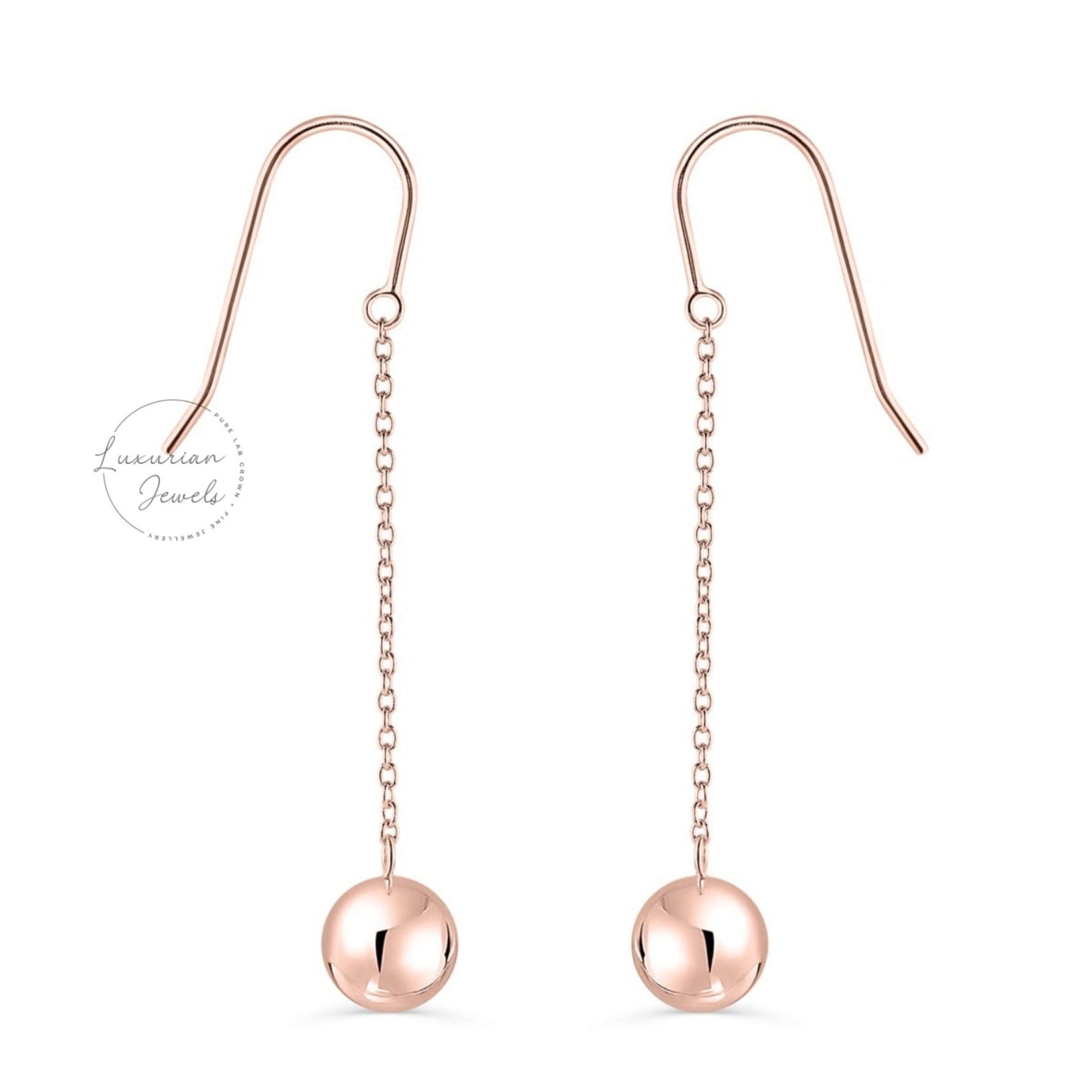 Round Gold Ball Drop Dangle Earrings