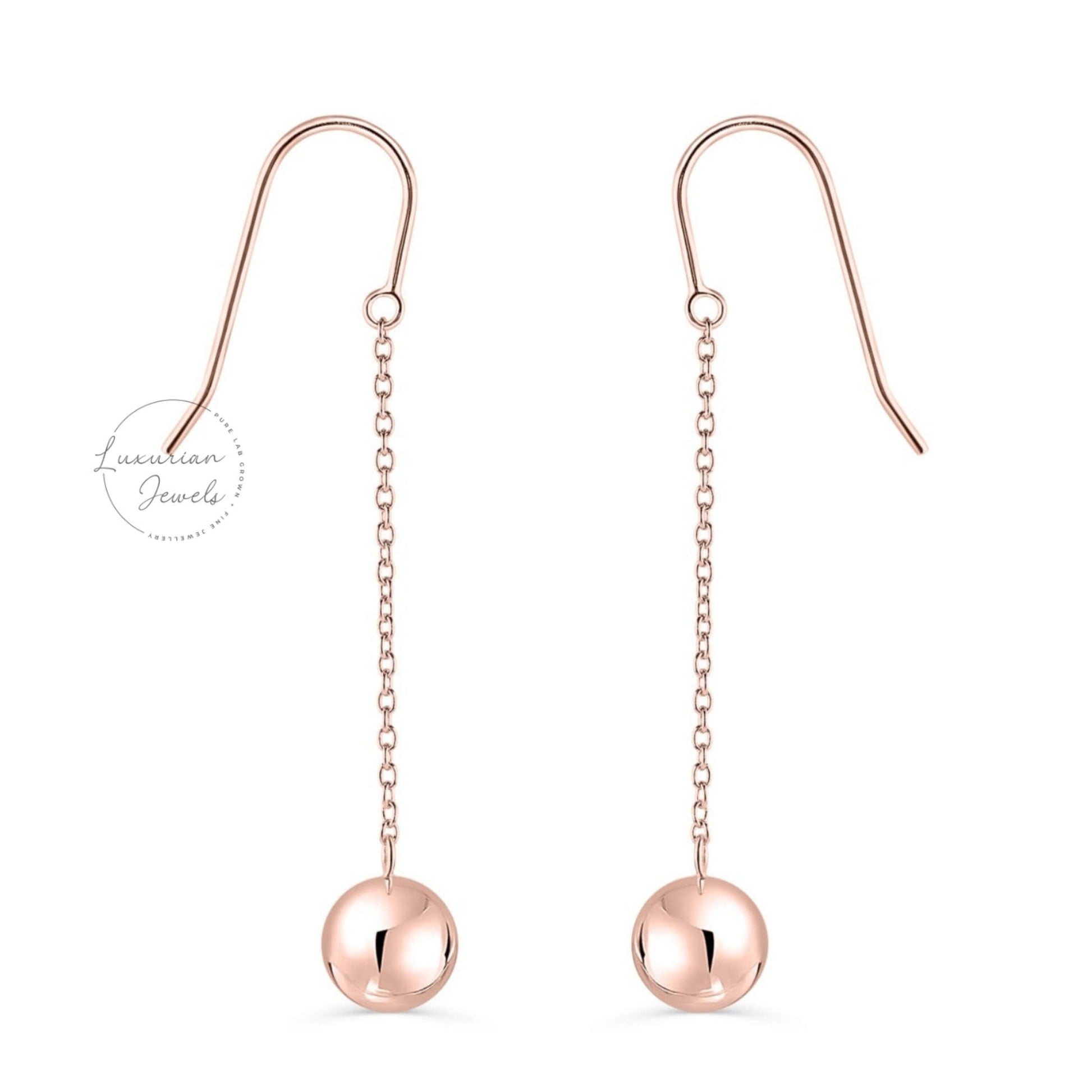 Round Gold Ball Drop Dangle Earrings