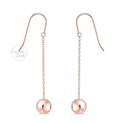 Round Gold Ball Drop Dangle Earrings