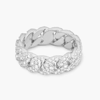 Round Lab Grown Diamond Pave Chain Ring