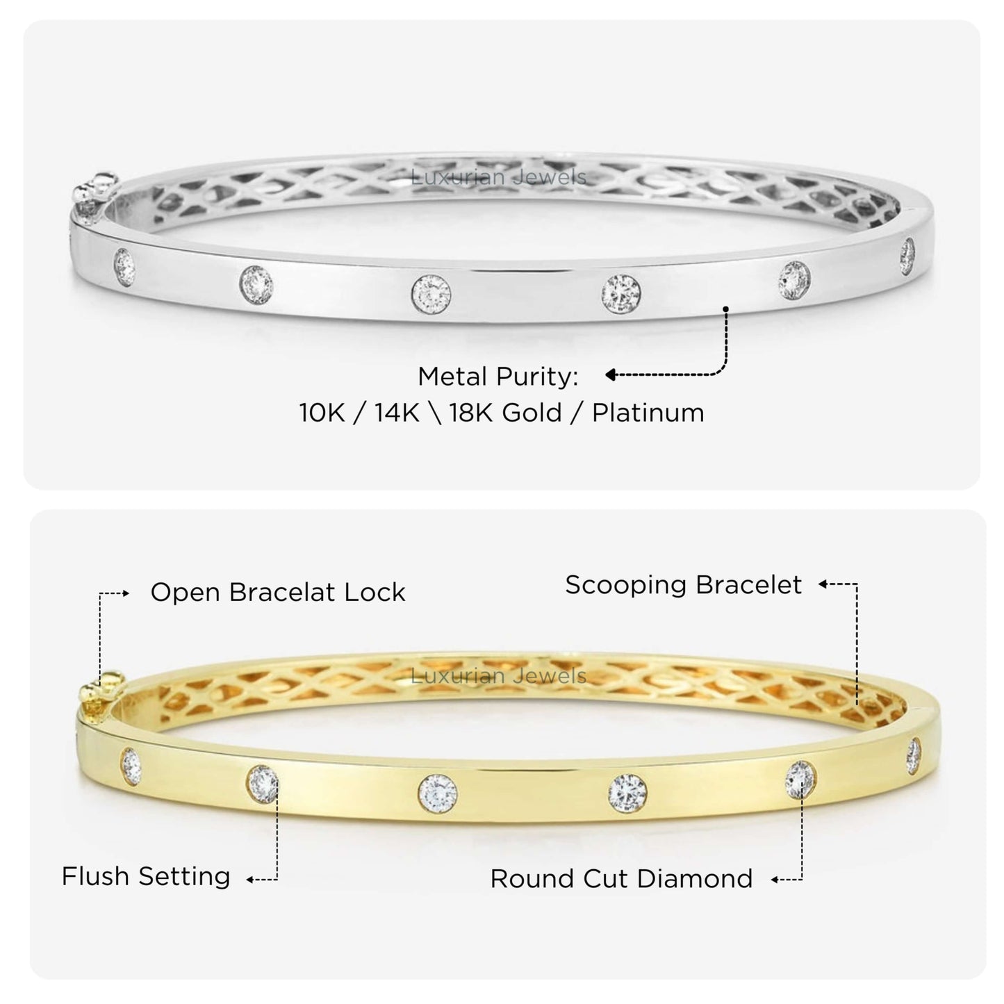 Round Moissanite Bangle For Women