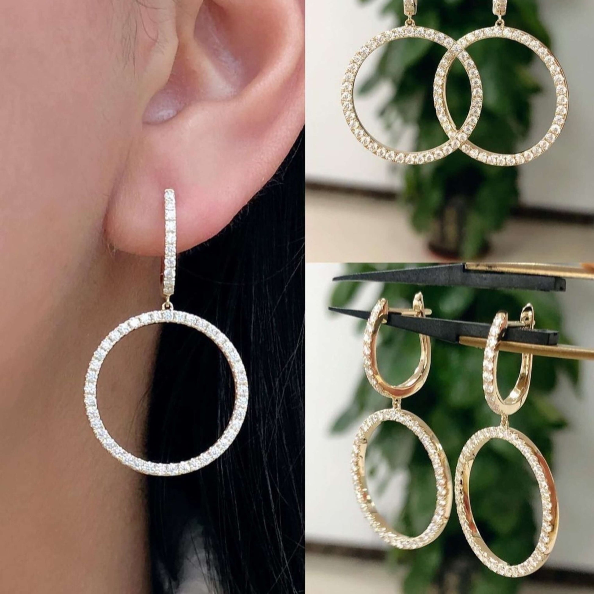 Round Pave Huggie Hoop Earrings