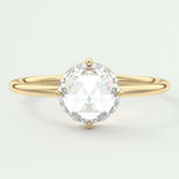 Round Rose Cut Moissanite Solitaire Ring