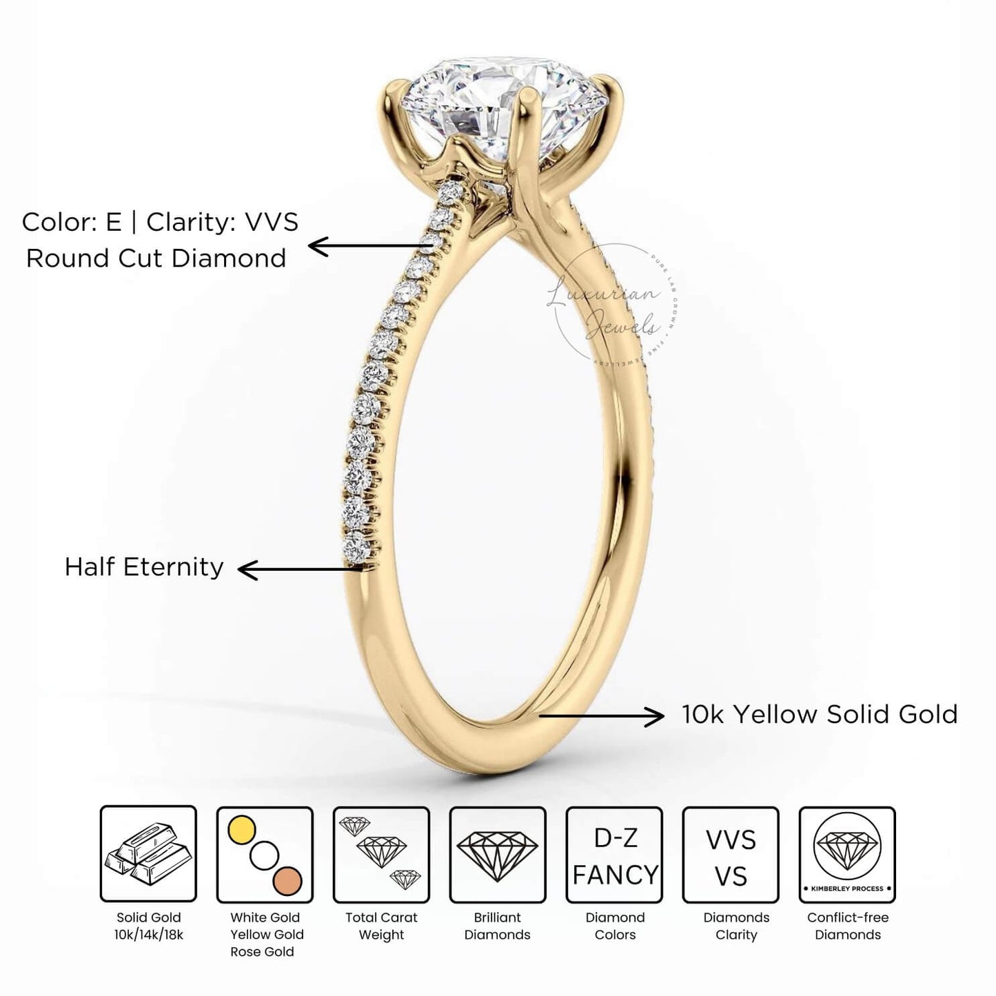 Round Solitaire Engagement ring For GF