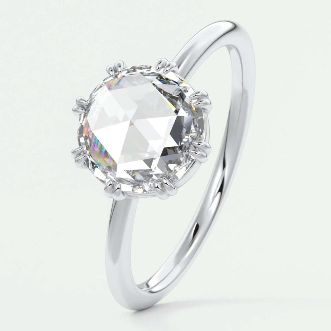 Round Solitaire diamond band 18k gold