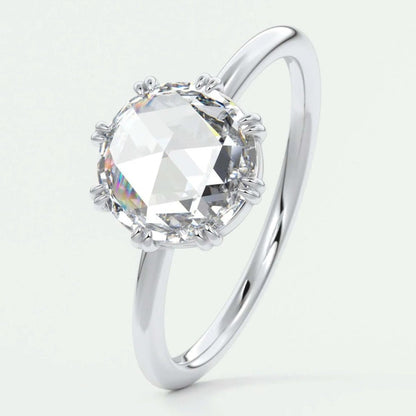 Round Solitaire diamond band 18k gold