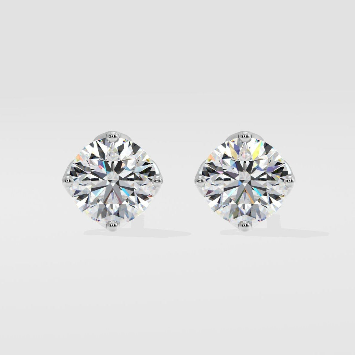 Round cut Created Diamond Solitaire Stud Earrings  