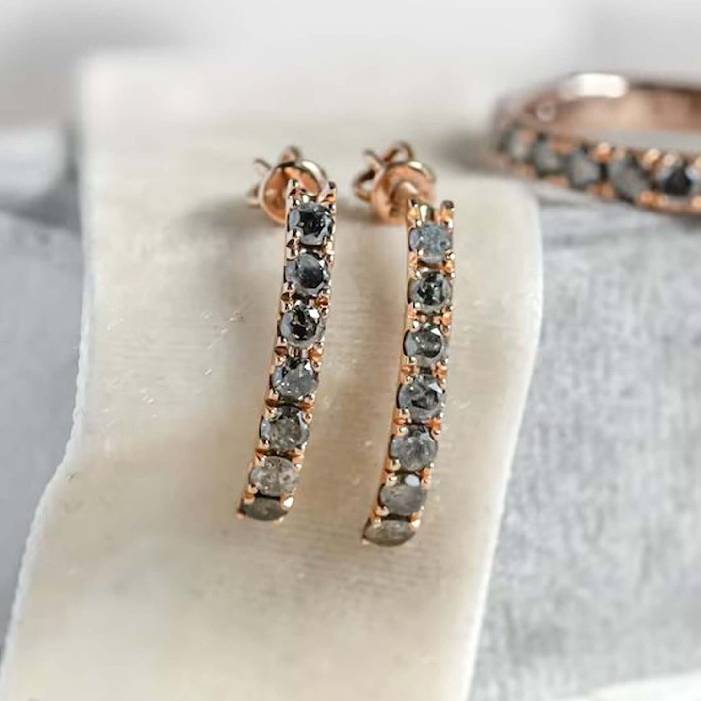 Salt And Pepper Diamond Drop Earring