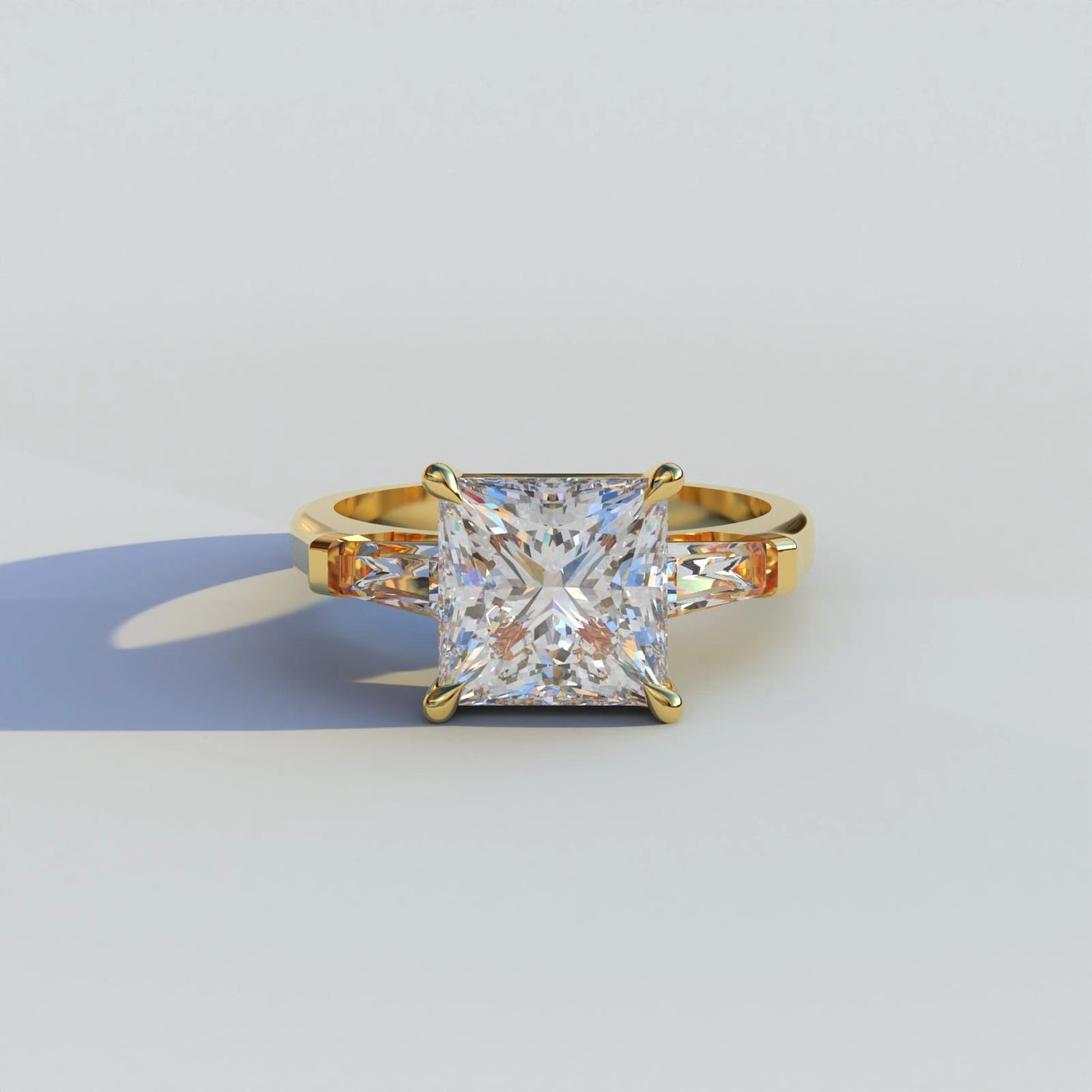 Side Trapezoid Moissanite Diamond Ring