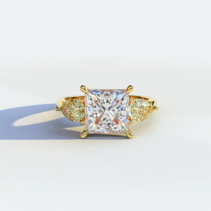 Side Yellow Pear Diamond Ring