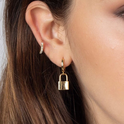 Silver Padlock Earring