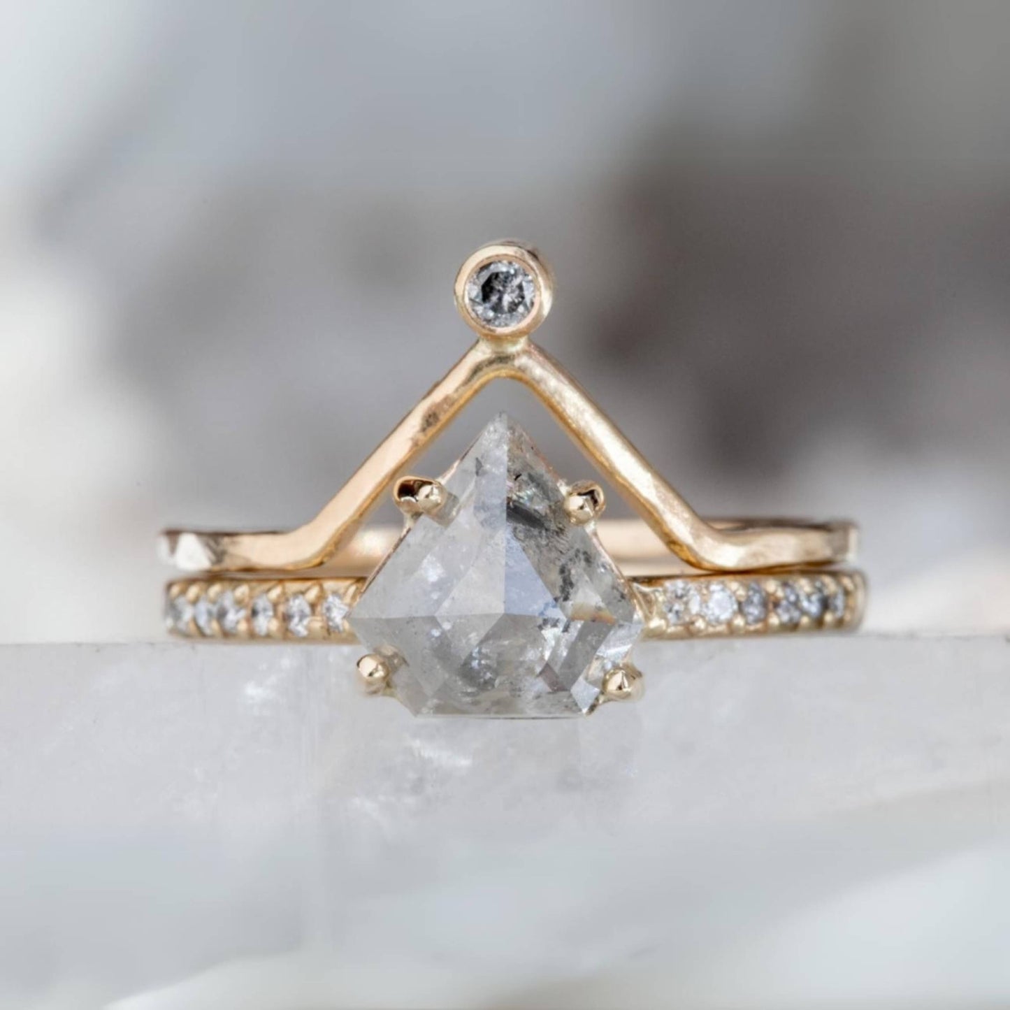 Single Diamond Chevron Statement Ring