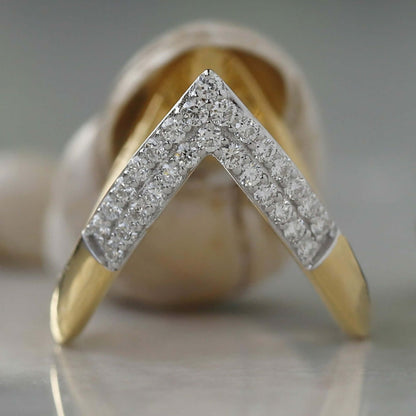 Solid Gold Deep Chevron Ring