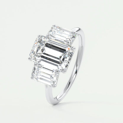 Solid Gold Emerald Cut Lab Made Ring