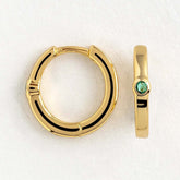 Solid Gold Emerald Hoops