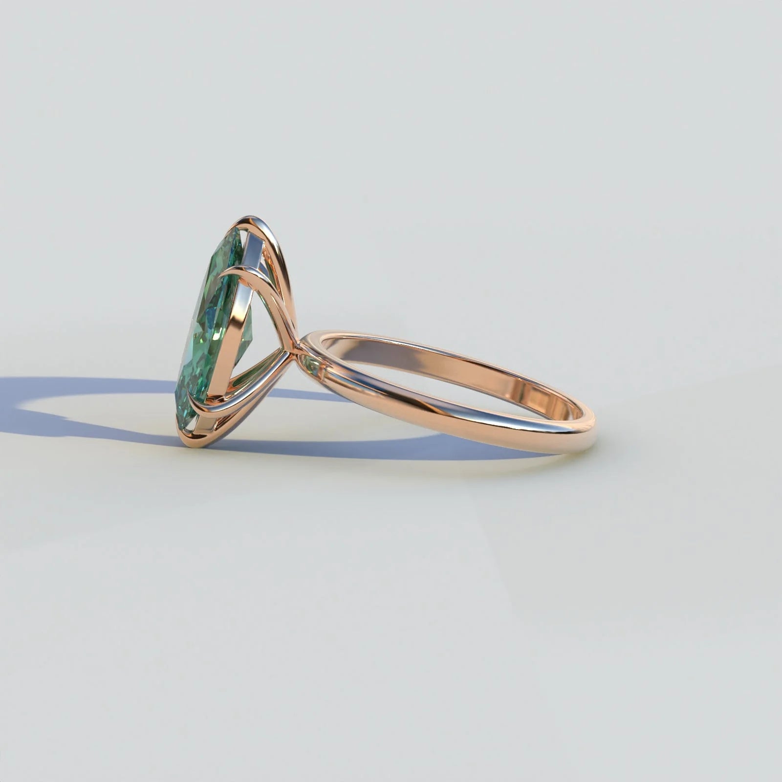 Solid Gold Green Solitaire Ring