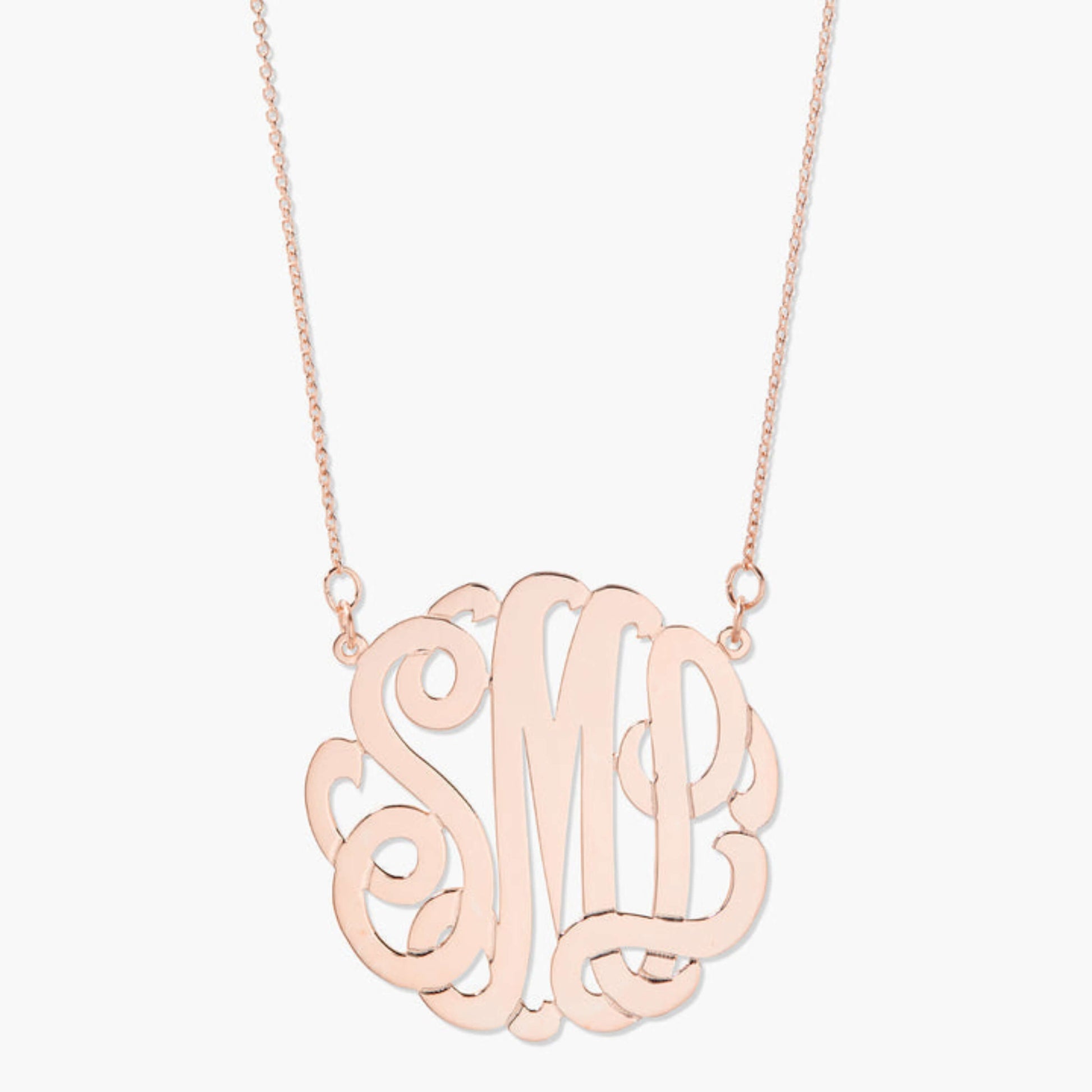 Solid Gold Monogram Necklace, Delicate Necklace