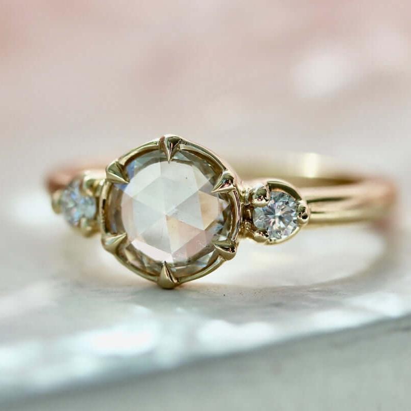 Solid Gold Three Stone Engagement Ring