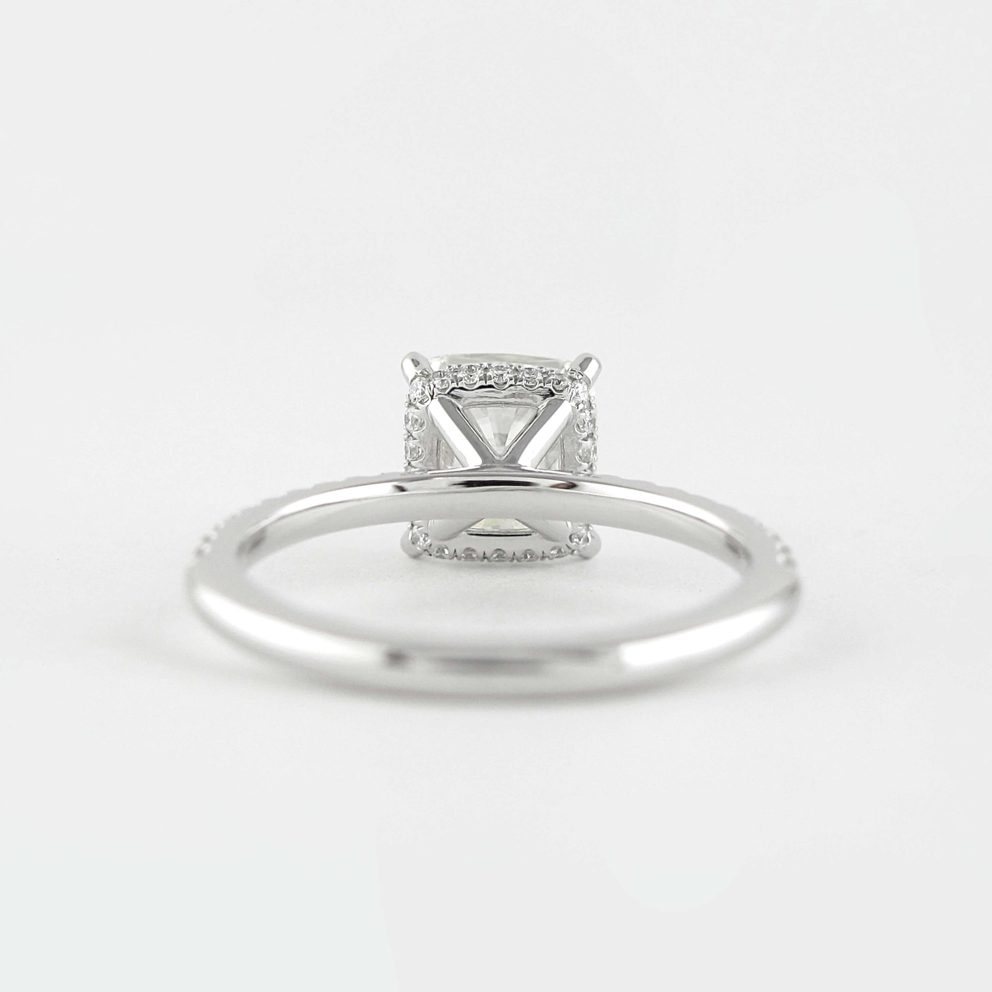 Solid White Gold Cushion Cut Engagement Ring