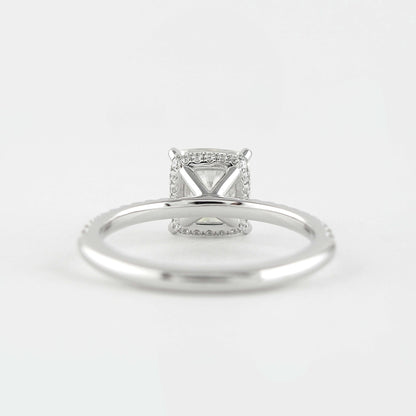 Solid White Gold Cushion Cut Engagement Ring