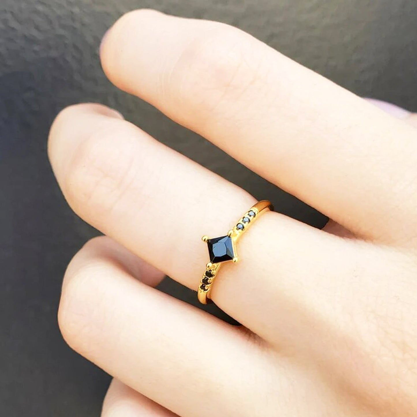 Square Black Diamond Ring