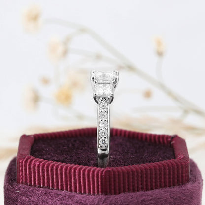 Square Princess 3 Stone Ring