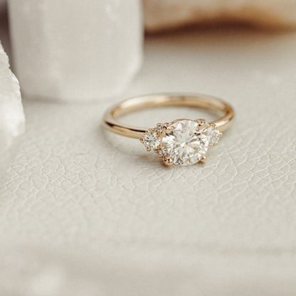 Three Stone Moissanite Engagement Ring