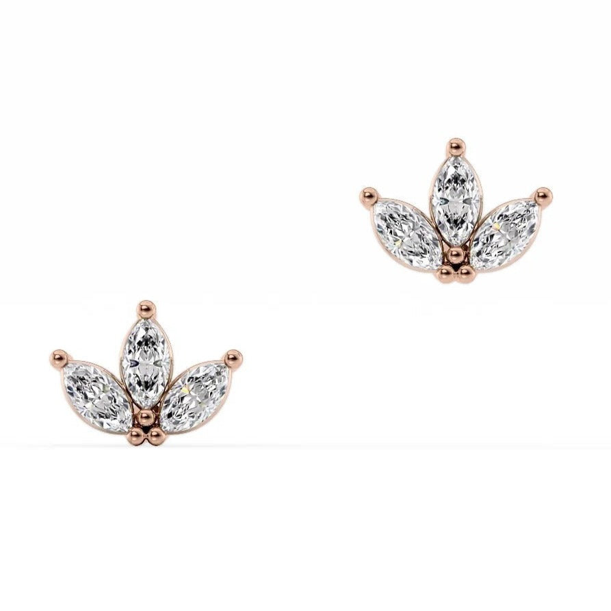 Triple Marquise Diamond Studs Earrings