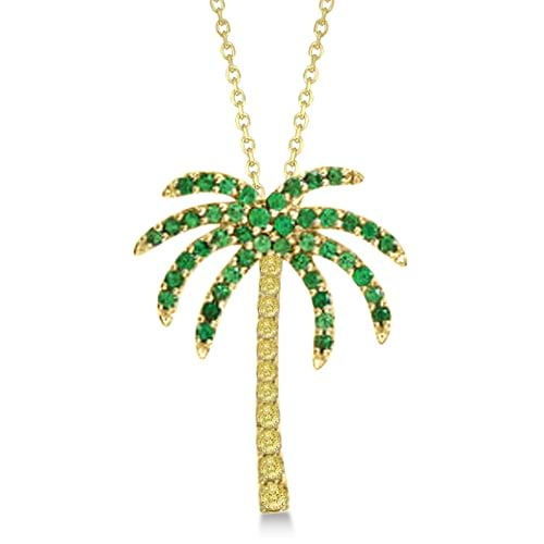 Tsavorite & Yellow Sapphire Palm Tree Necklace