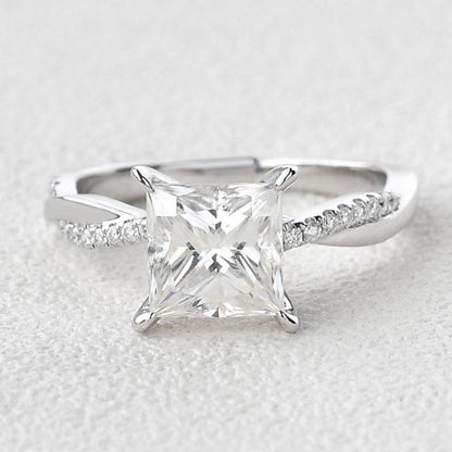 Twist Princess Cut Moissanite Engagement Ring