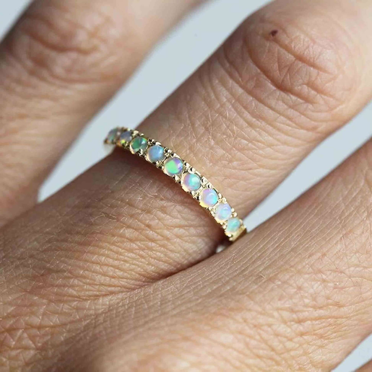 Unique Australian Opal Anniversary Band