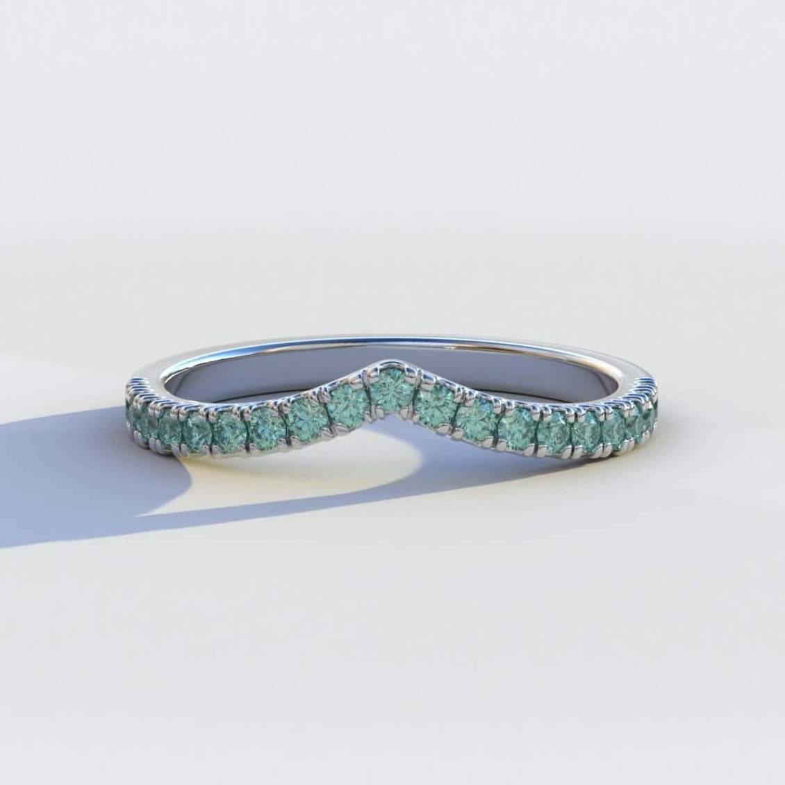 Unique Green Diamond Wedding Band