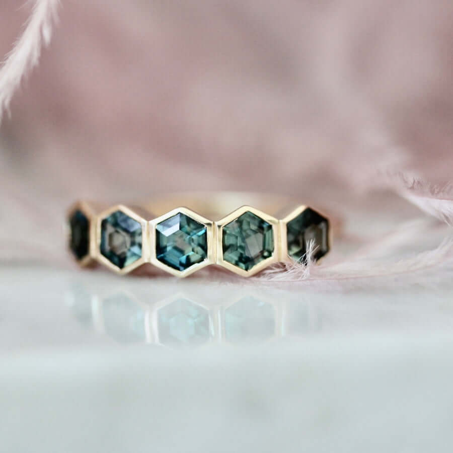 Unique Hexagon Cut Diamond Wedding Band