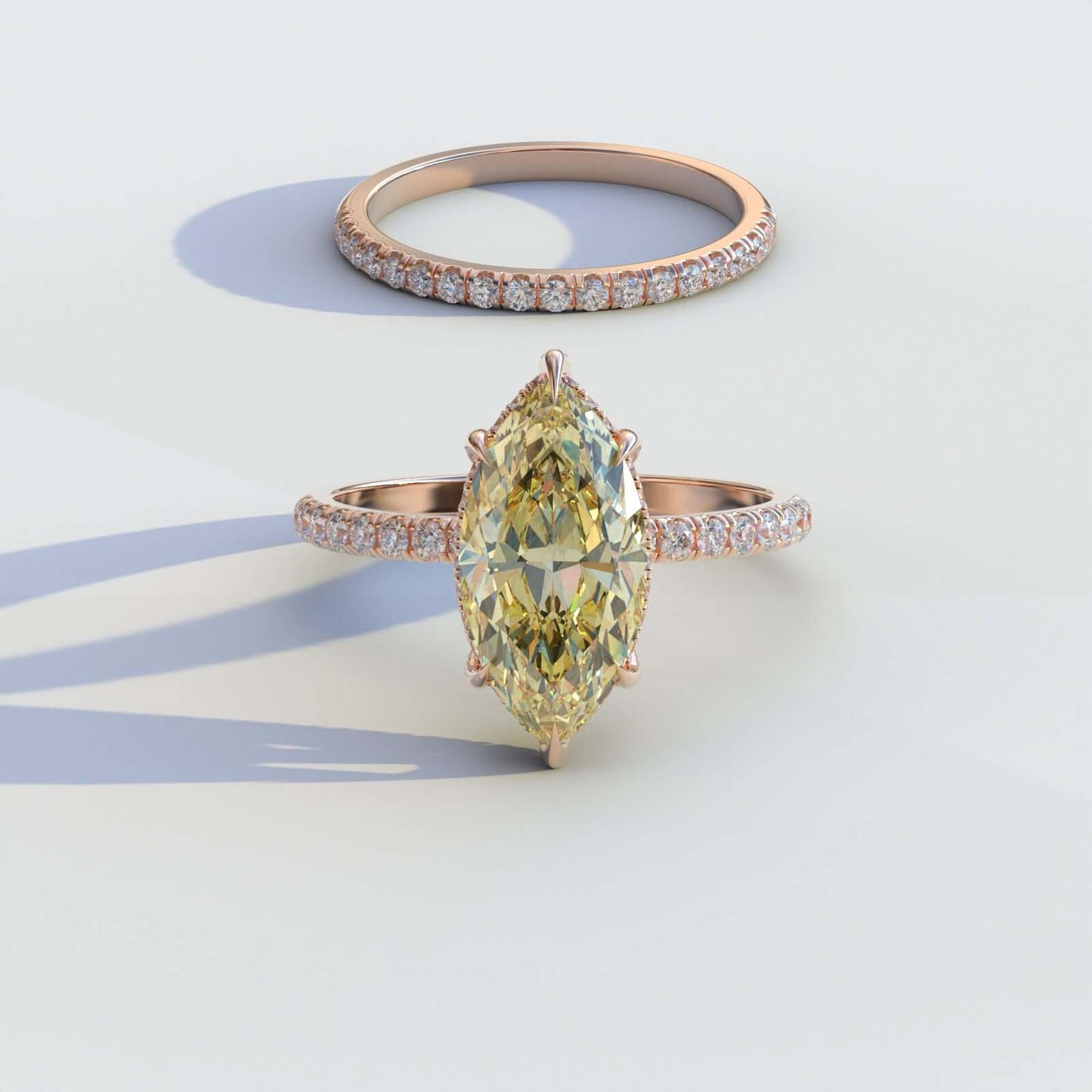 Unique Vivid Yellow Diamond Bridal Set Ring