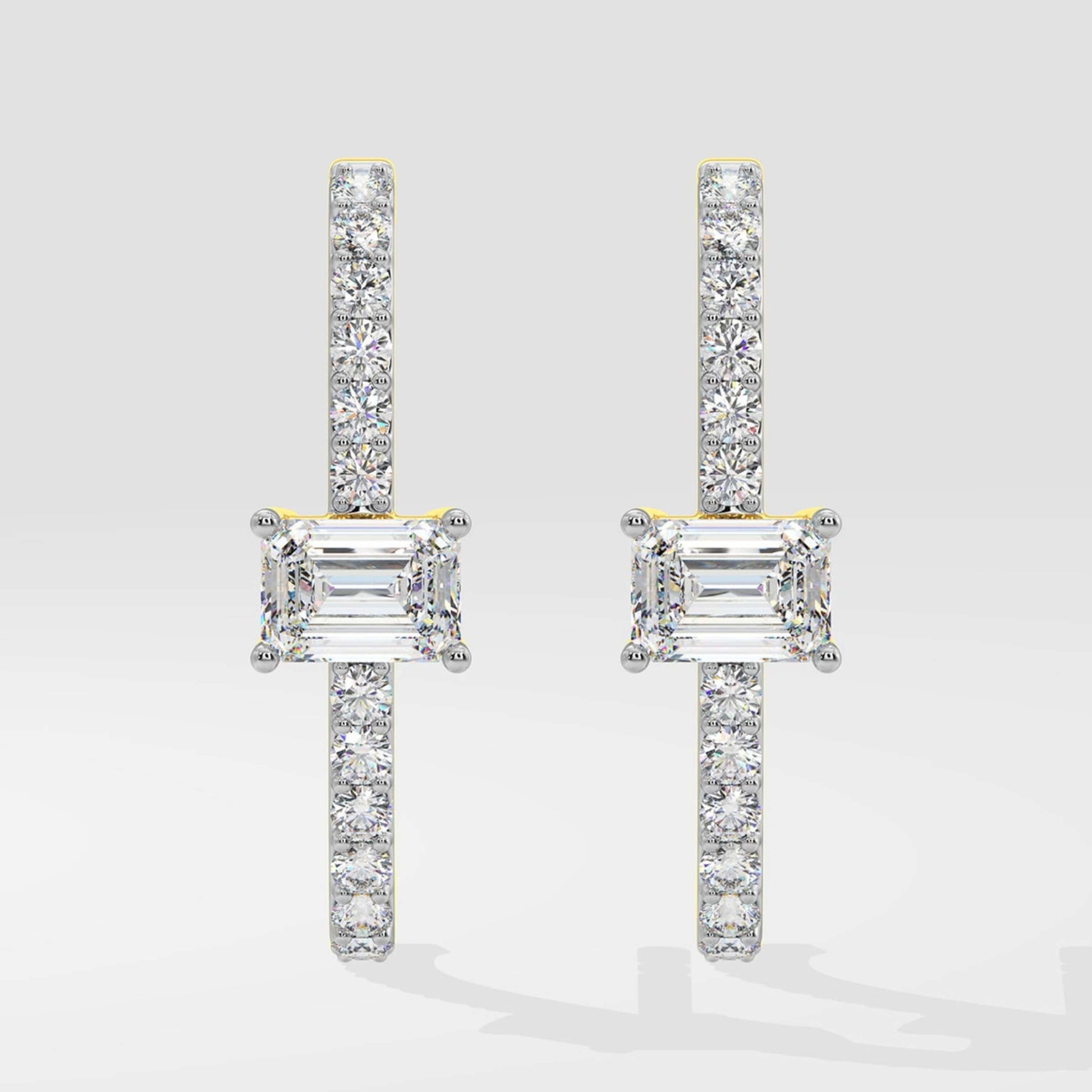 Vertical Mini Stud Earrings, Diamond Earrings