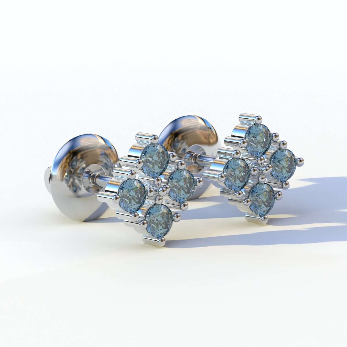 Vivid Blue Diamond Flower Earrings