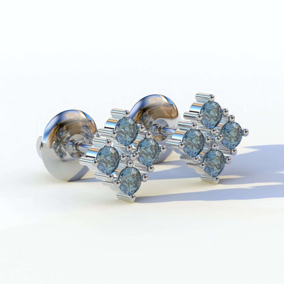 Vivid Blue Diamond Flower Earrings