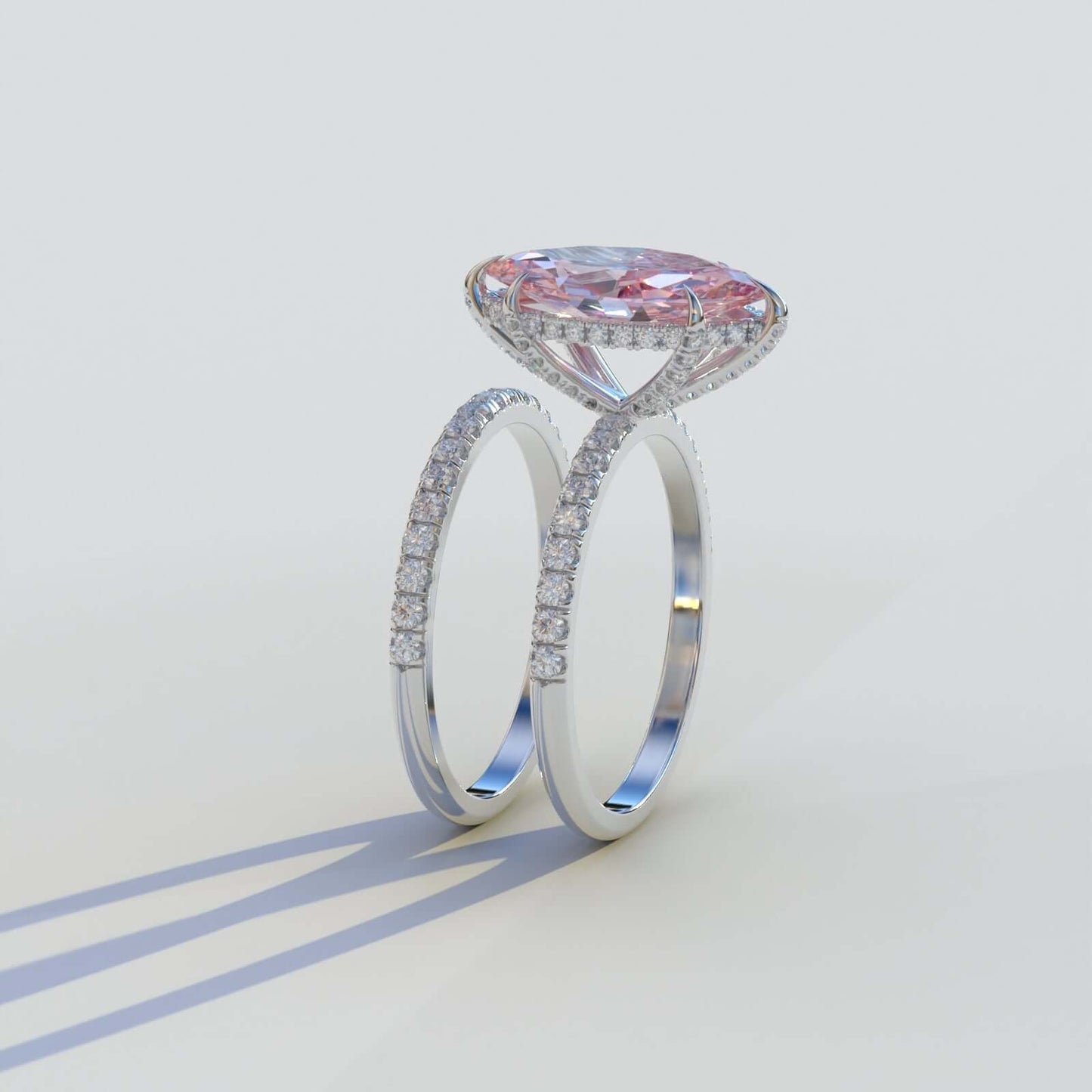 Vivid Pink Diamond Ring Set 