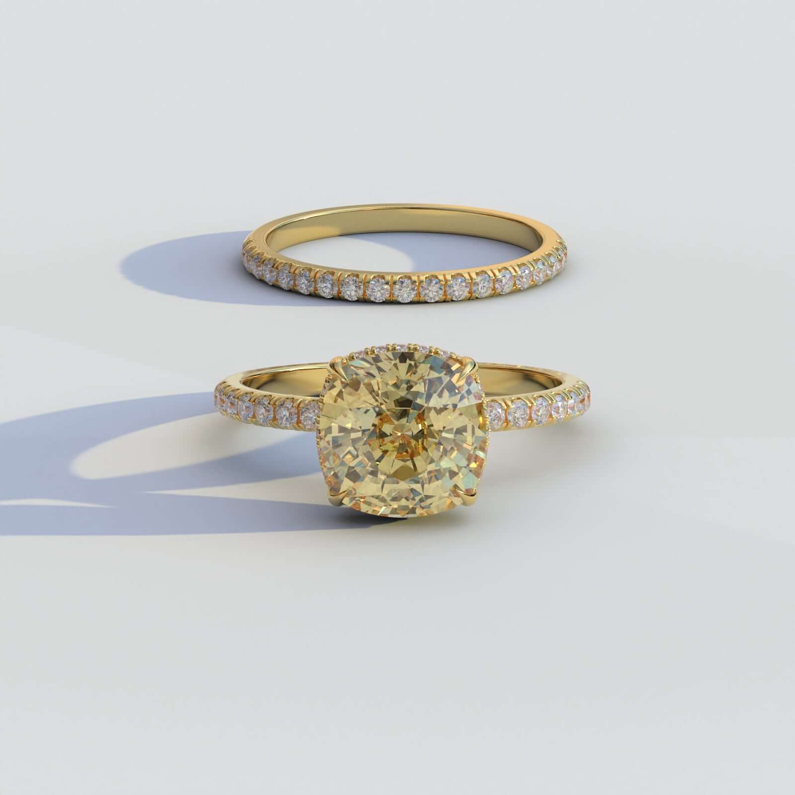 Vivid Yellow Diamond Ring Set 