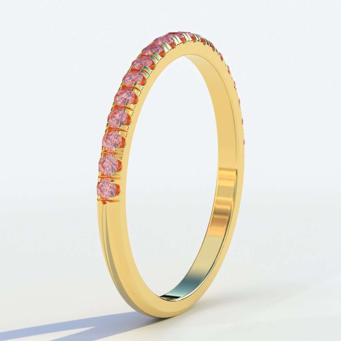 Wedding Anniversary Pave Pink Sapphire Gaurd Band