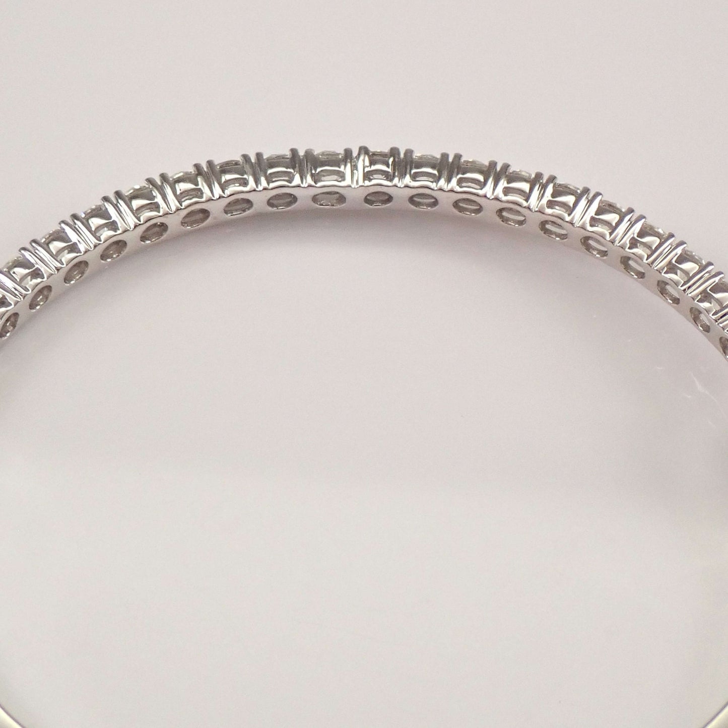 White Gold Round Cut Half Eternity Bangle