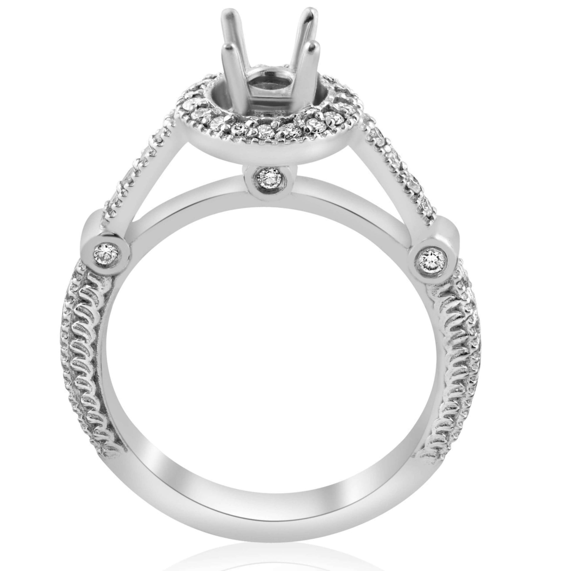 White Gold Semi-Mount Round Cut Engagement Ring