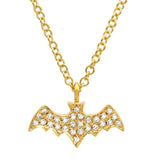 White and Black Diamond Bat Pendant Necklace