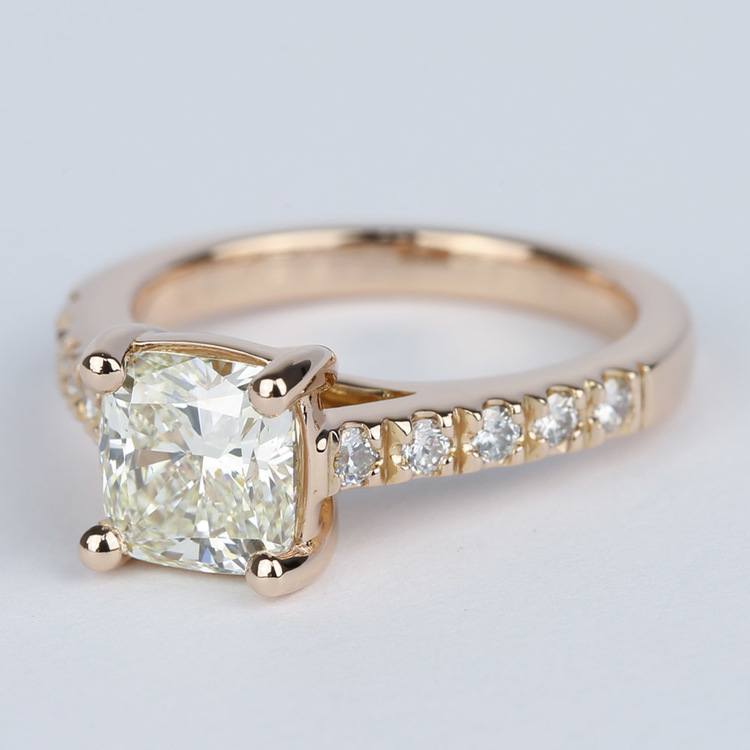 Yellow Cushion Cut Diamond Engagement Rin