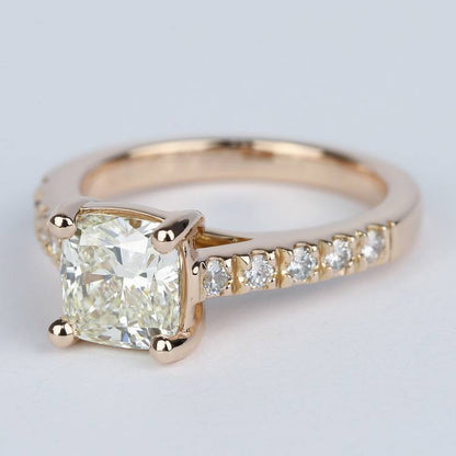 Yellow Cushion Cut Diamond Engagement Rin