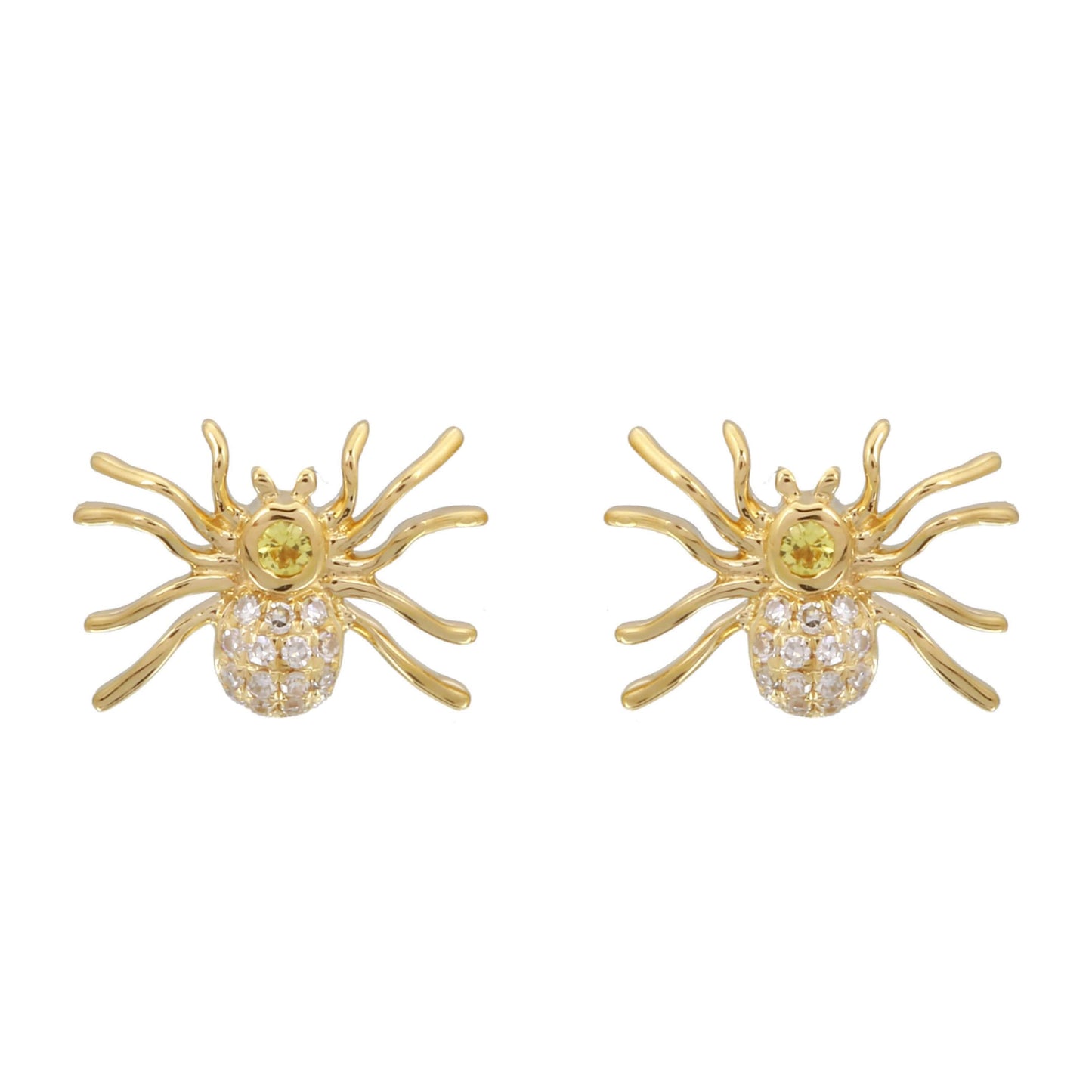 Yellow Diamond Halloween Spider Earrings