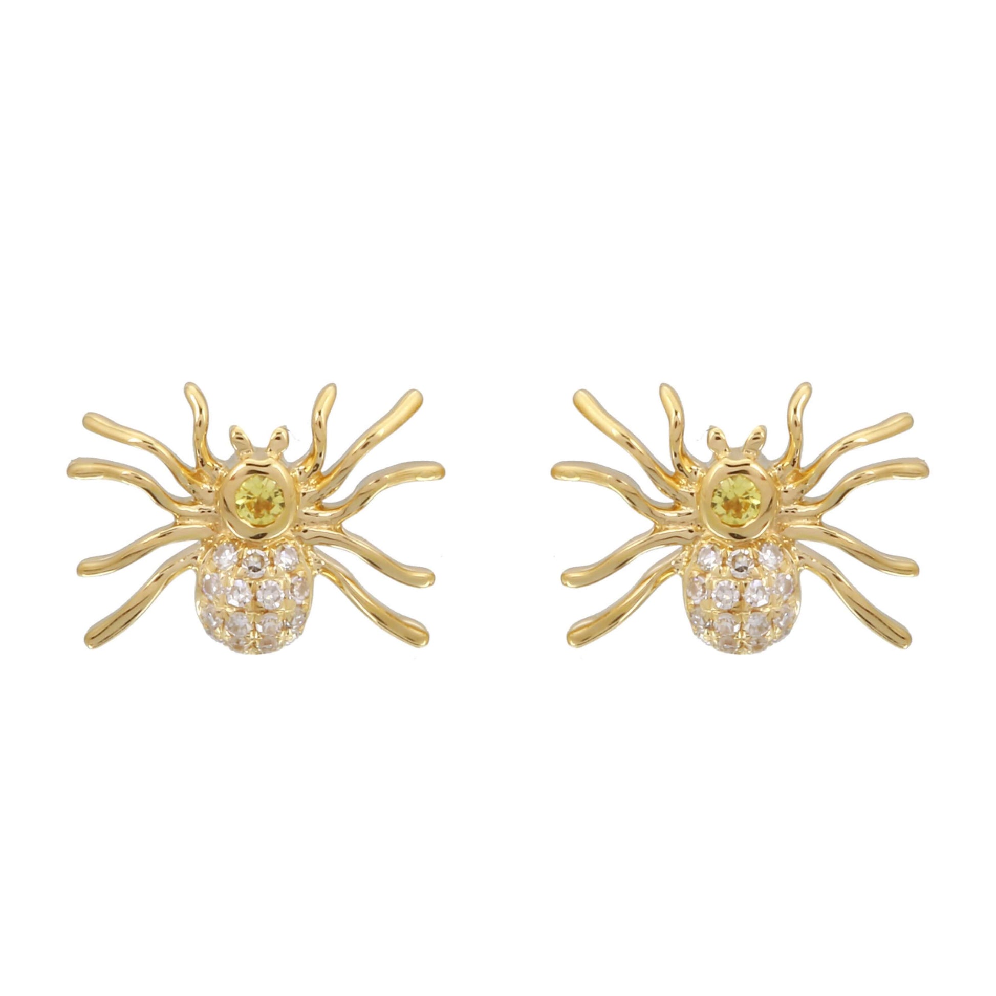 Yellow Diamond Halloween Spider Earrings